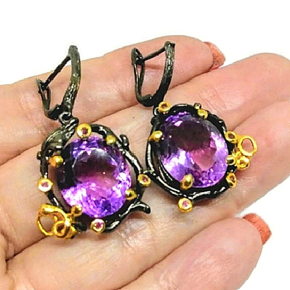 Part of bundle Purple Amethyst  Sterling Silver and 114K Earrings bundle